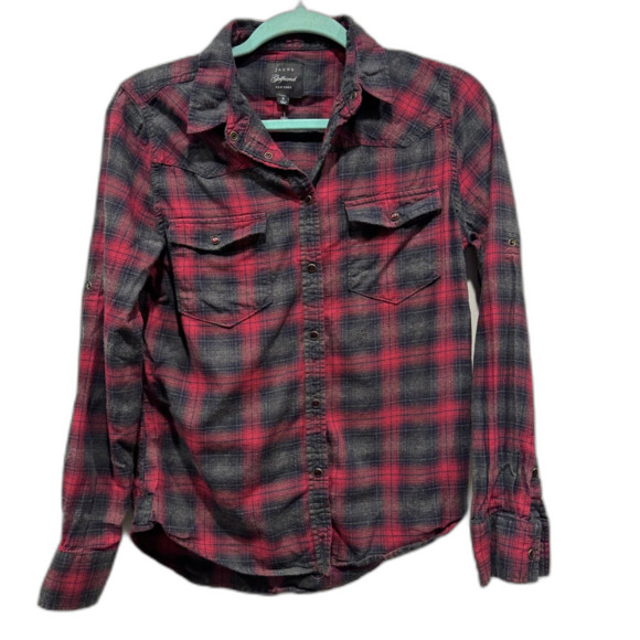 Jachs Girlfriend Snap Up Flannel Black & Red Buffalo Plaid Womens sz Small - Picture 1 of 8